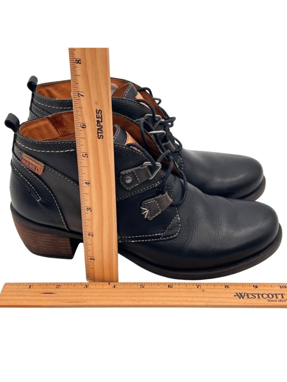 Pikolinos Le Mans Black Leather Ankle Boots Buckle Details Womens 38 EU / 7.5 US - Picture 4 of 16